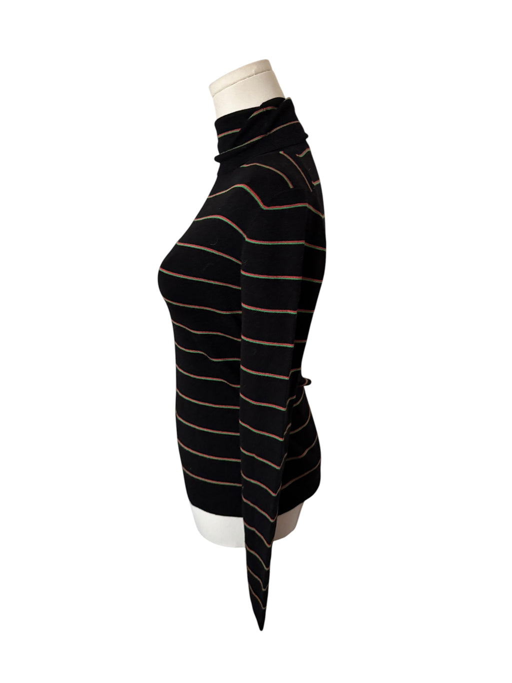 Caara Women's Black Striped Turtleneck Sweater