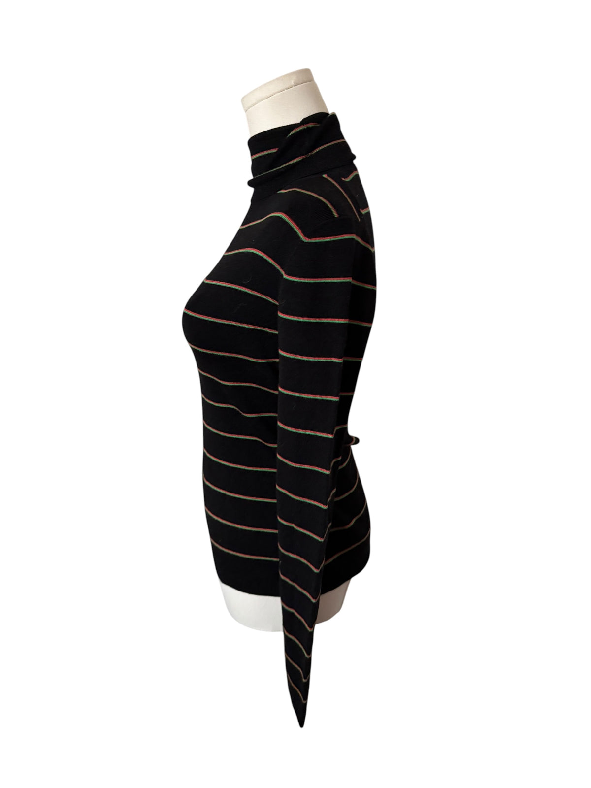 Caara Women's Black Striped Turtleneck Sweater