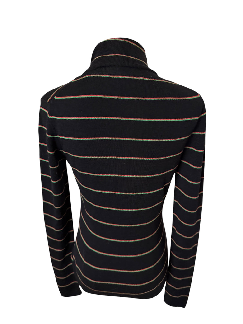 Caara Women's Black Striped Turtleneck Sweater