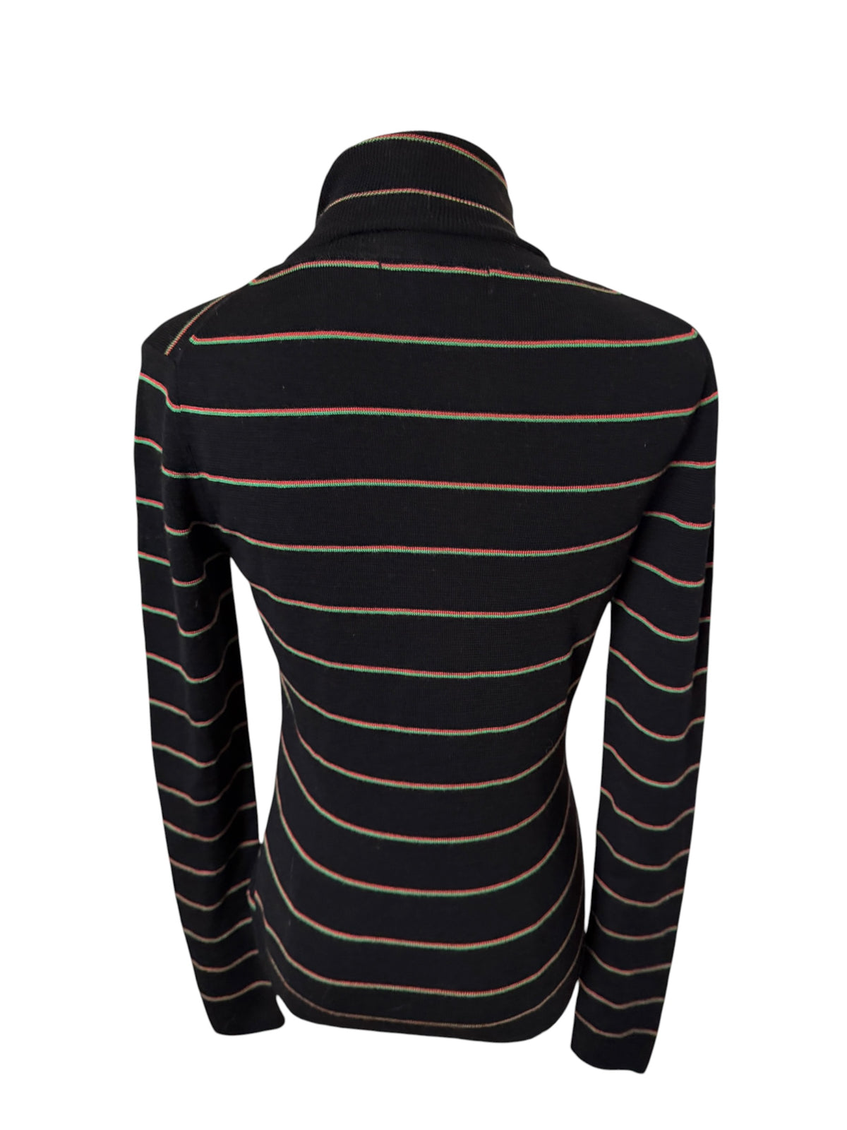 Caara Women's Black Striped Turtleneck Sweater