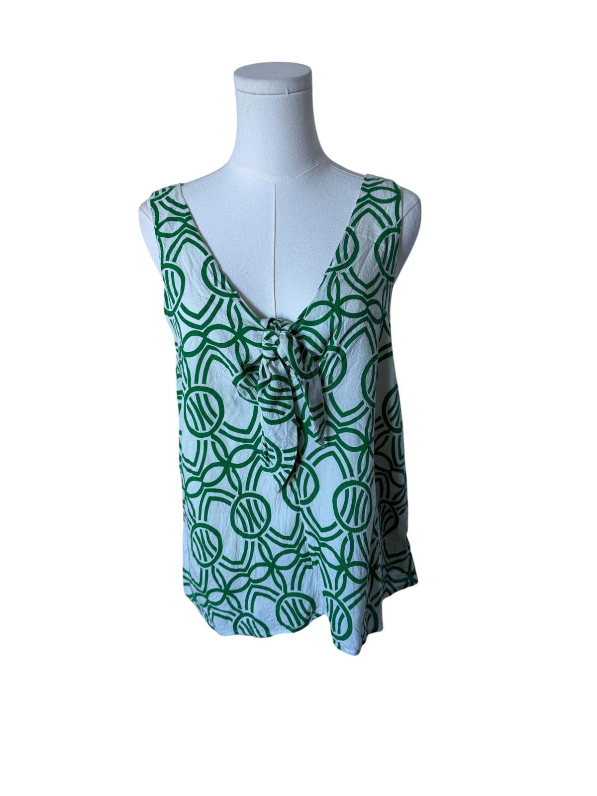 Geometric print tie-front tank top by Maeve by Anthropologie