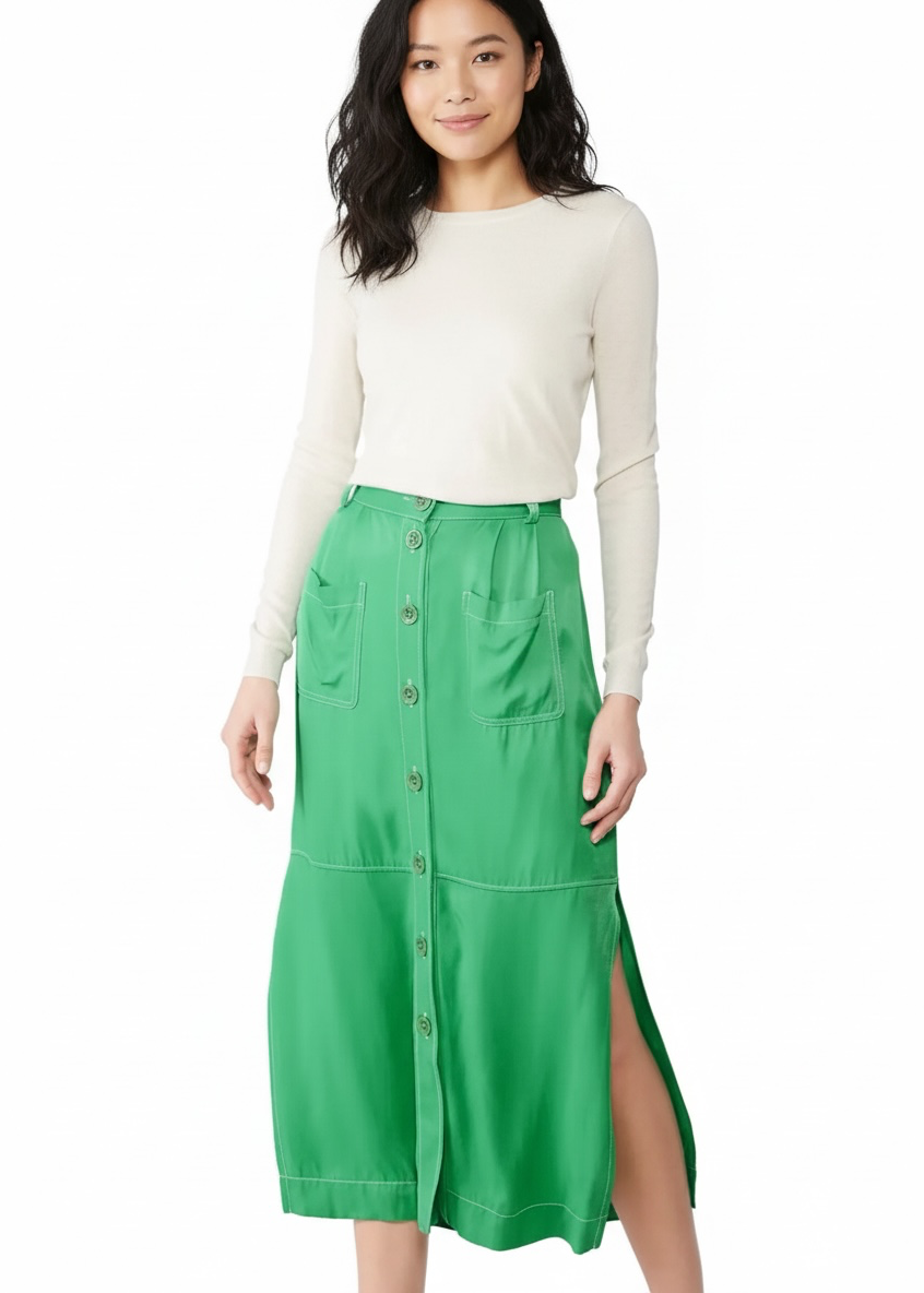 See By Chloé green button-front midi/long utility skirt