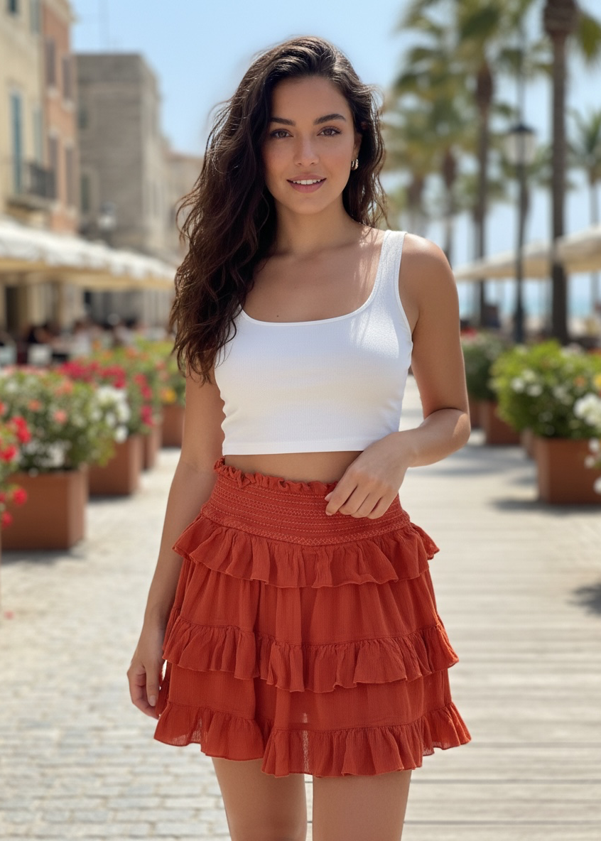 Free People Hooked On You Tiered Ruffled Mini skirt