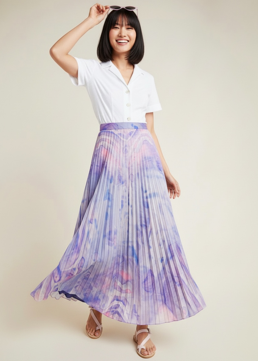 Marble-Dyed Pleated Maxi Skirt by designer Siddhartha Bansal for Anthropologi