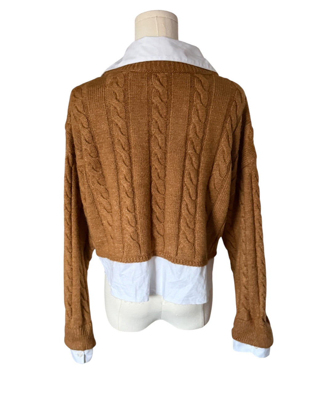 Pilcro Cropped Cable-Knit Twofer Sweater from Anthropologie