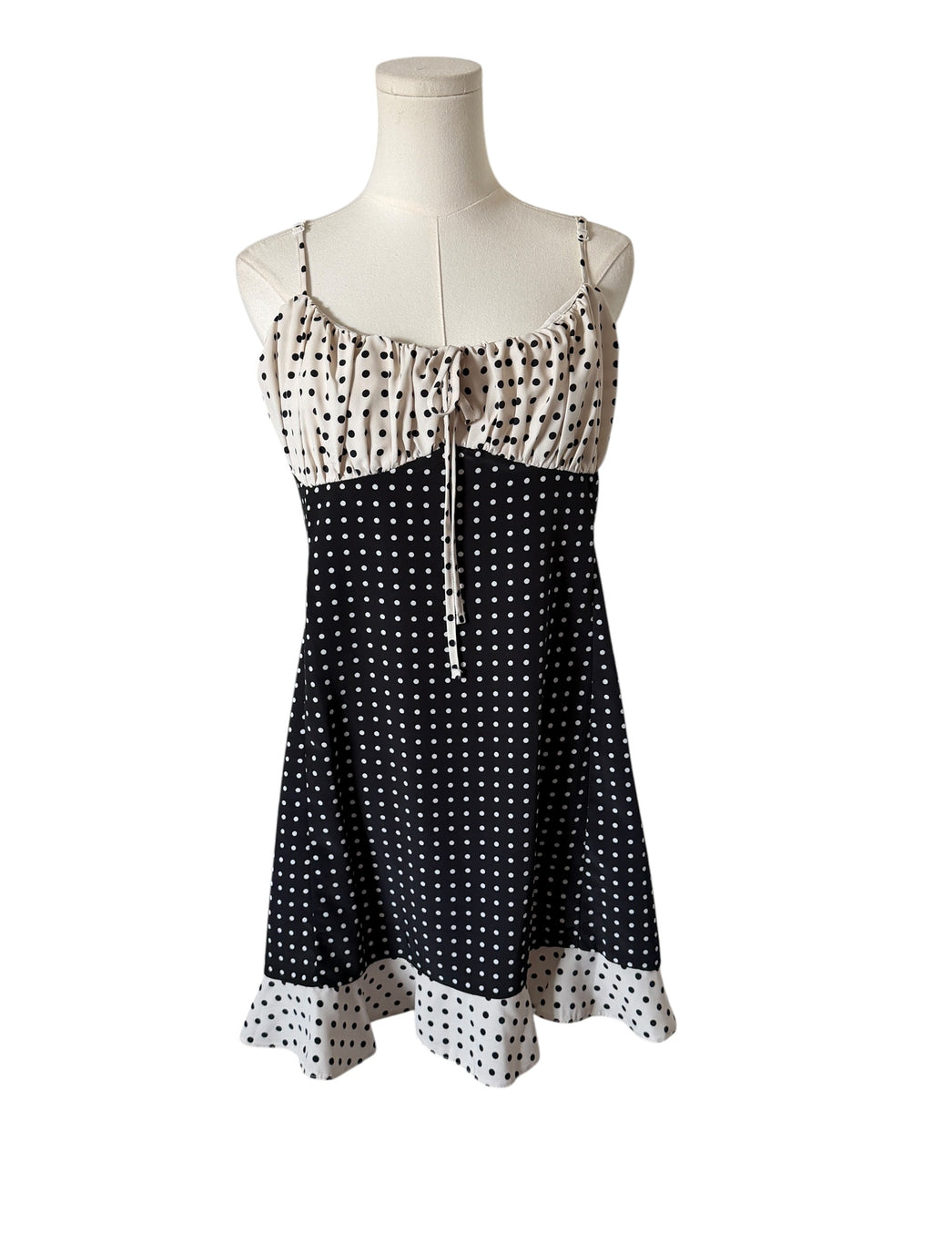 ASOS DESIGN babydoll mini slip dress in mixed spot prin