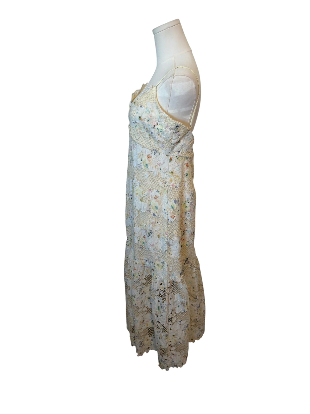 Arose Studio Sabrina Floral Lace Midi Dress