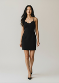Aqua Black Scalloped Mini Sheath Dress