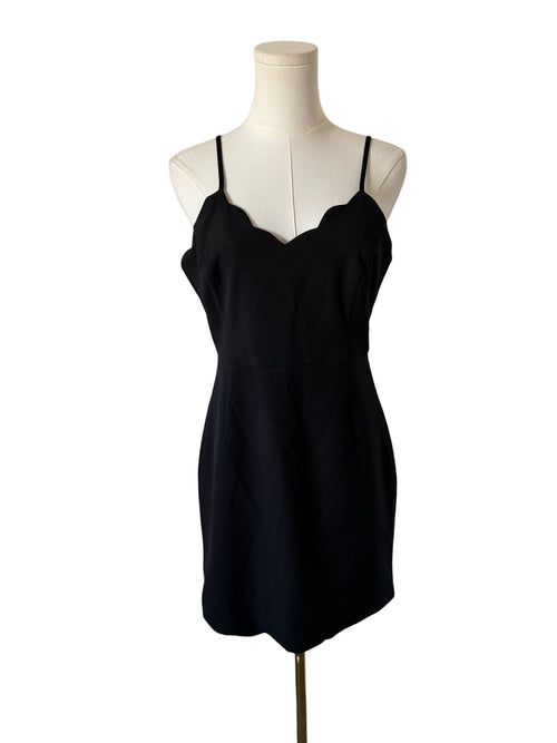 Aqua Black Scalloped Mini Sheath Dress