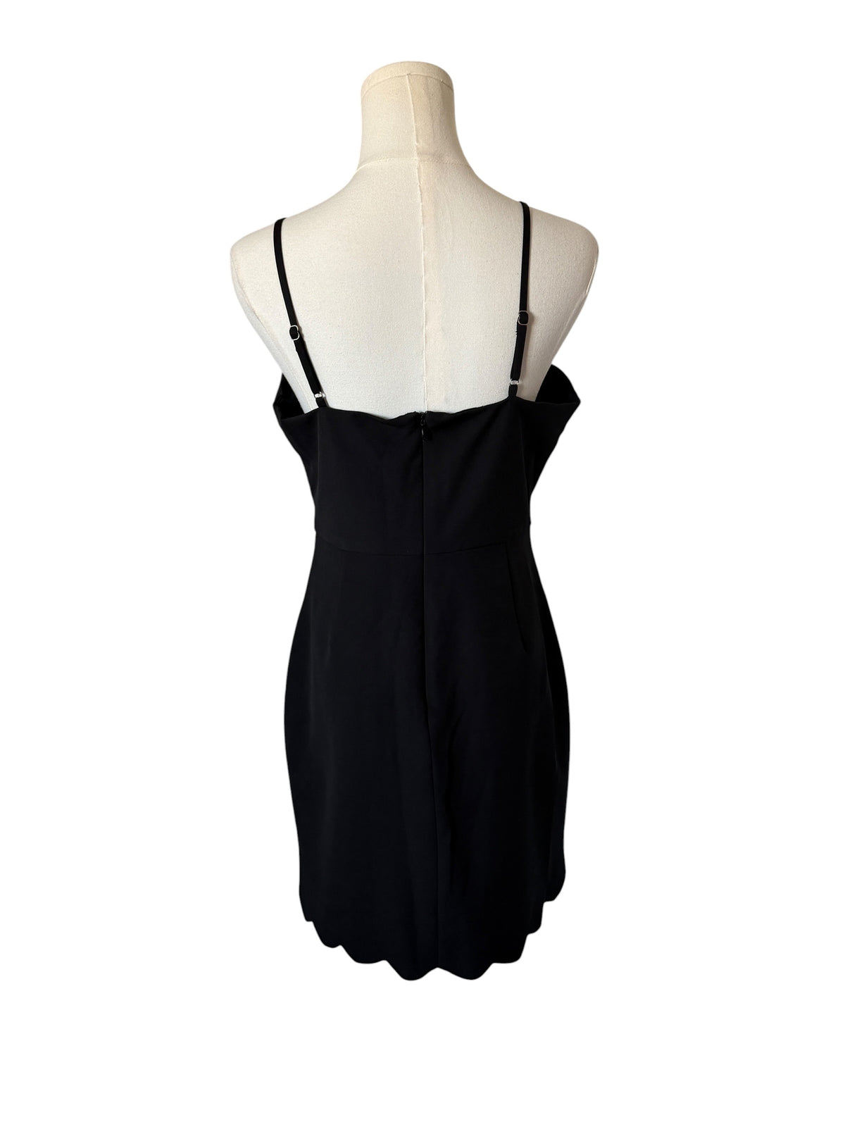 Aqua Black Scalloped Mini Sheath Dress