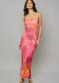 Rare London Pink Multi Mesh Bandeau Maxi Dress