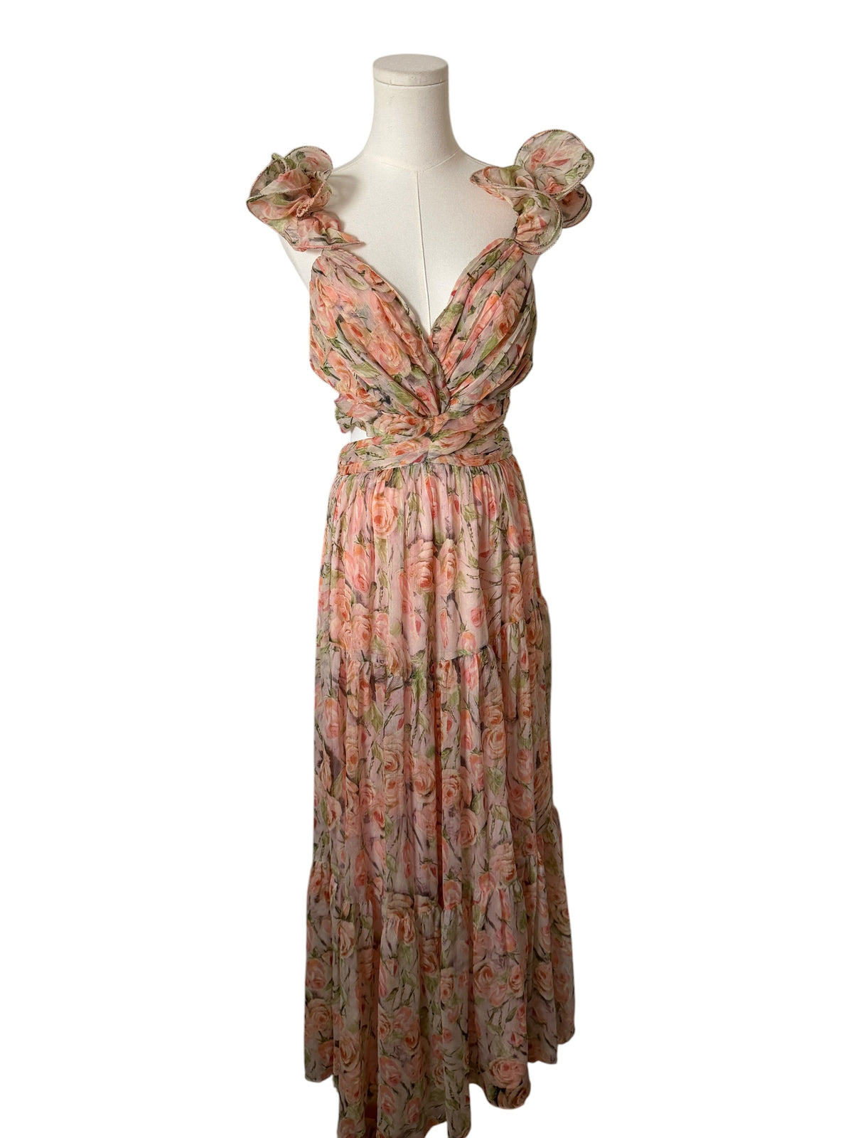 ASTR the Label Fritillaria Maxi Dress in coral floral