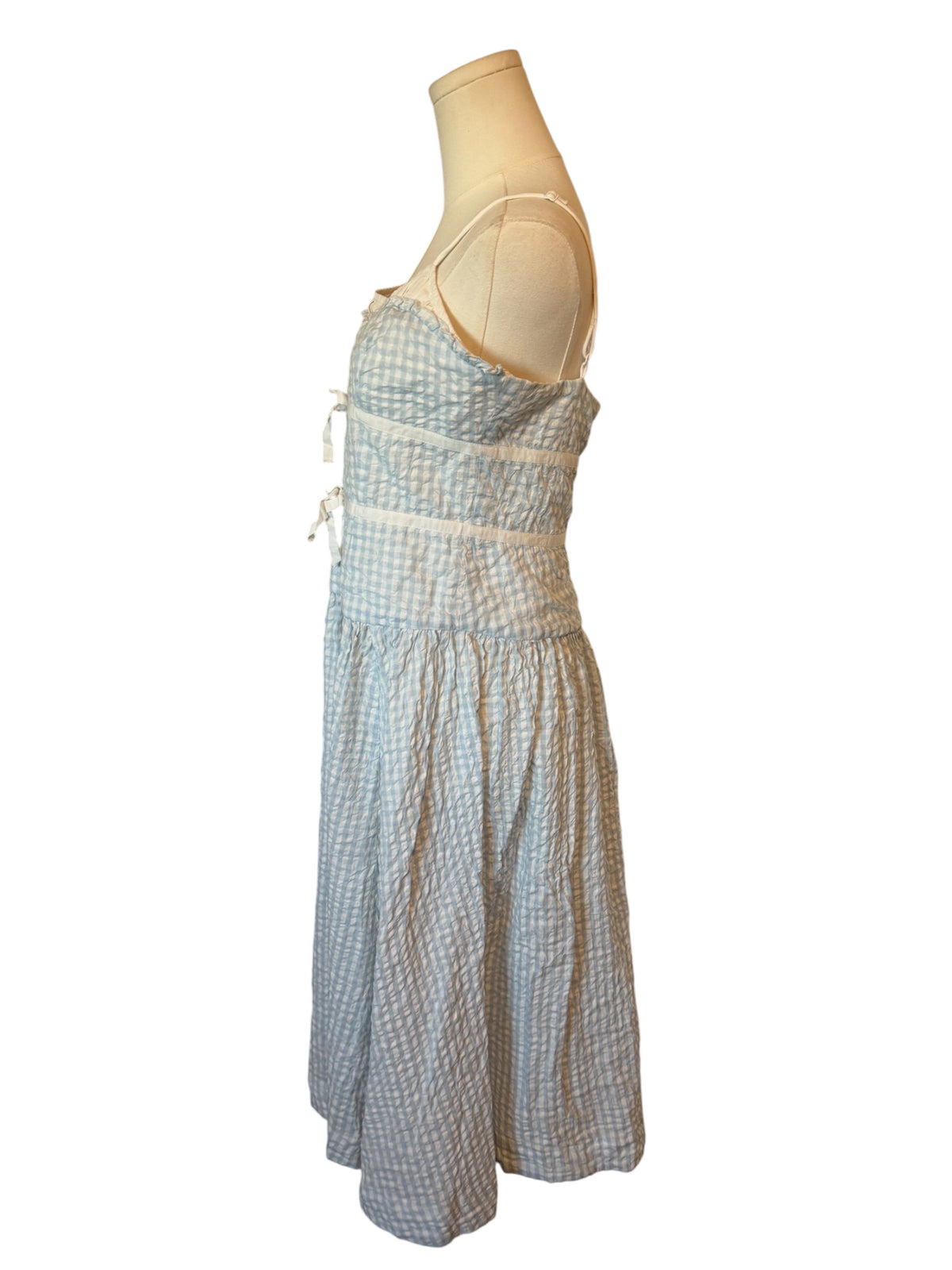 Georgia Gingham Midi Dress in Blue by For Love & Lemons