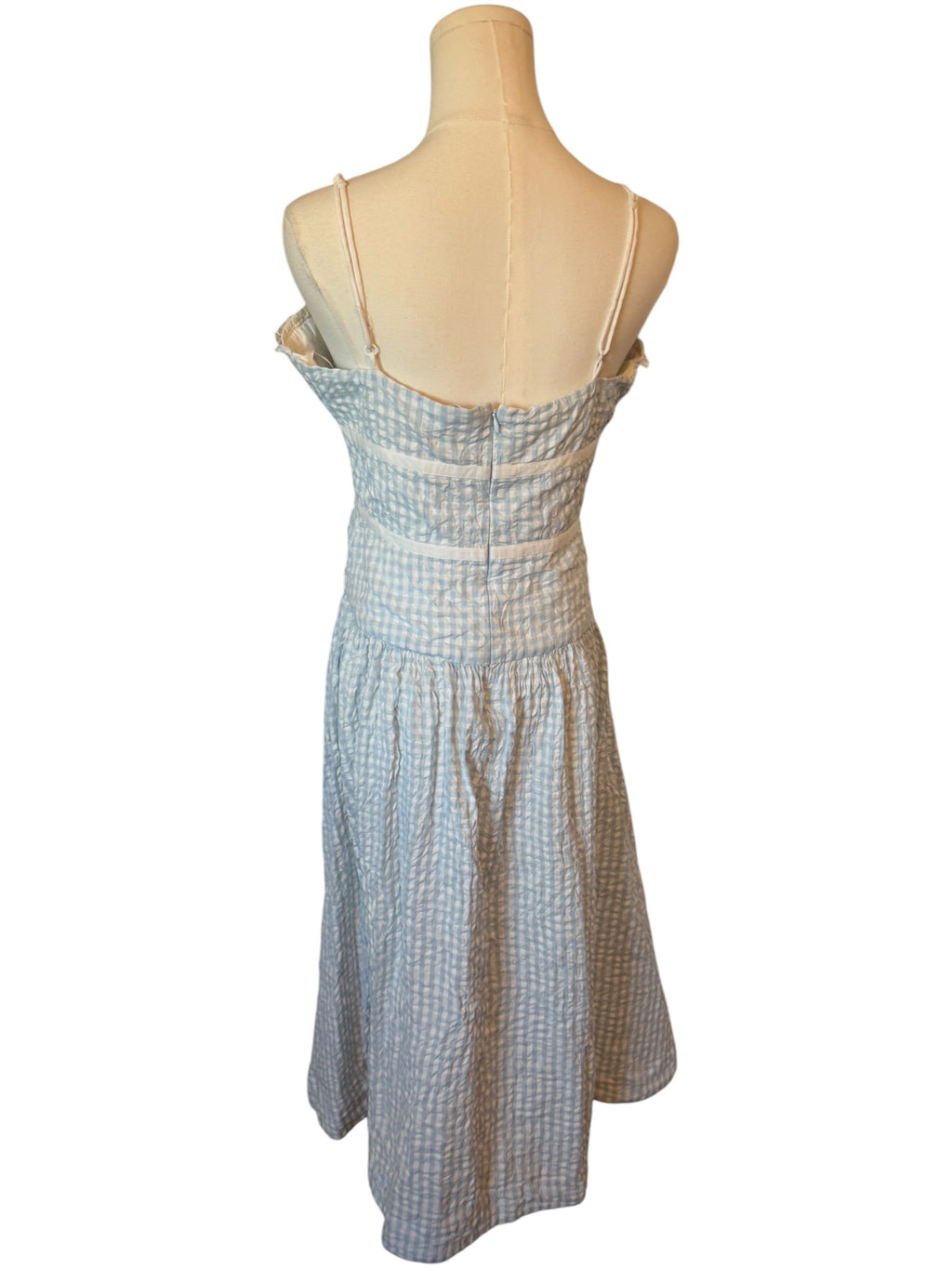 Georgia Gingham Midi Dress in Blue by For Love & Lemons