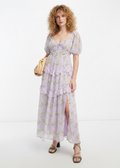 ASOS Design open-back midi tea dress in a lilac ditsy floral print