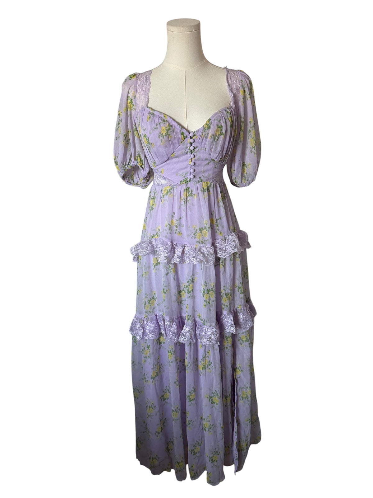 ASOS Design open-back midi tea dress in a lilac ditsy floral print