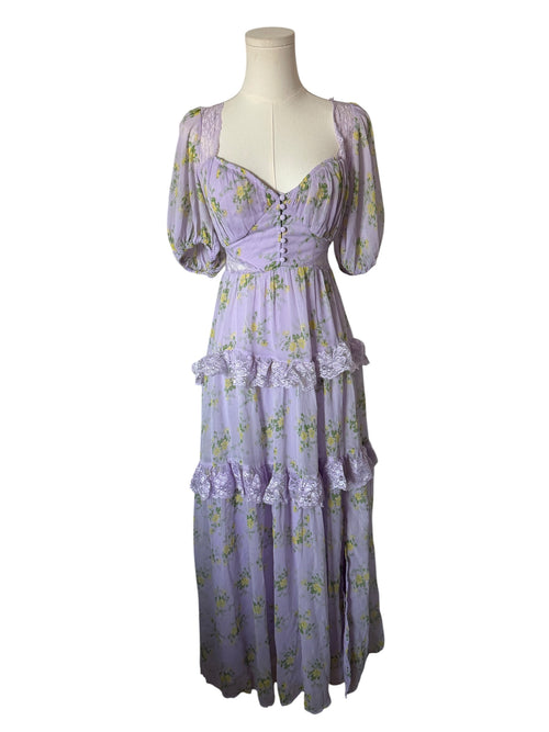 ASOS Design open-back midi tea dress in a lilac ditsy floral print