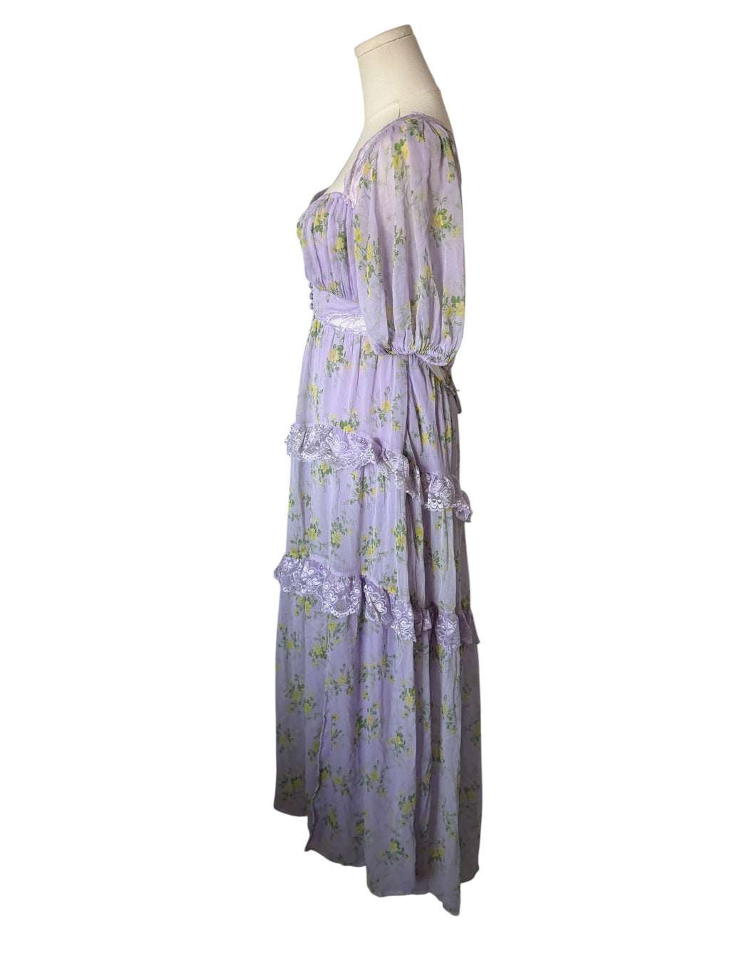 ASOS Design open-back midi tea dress in a lilac ditsy floral print