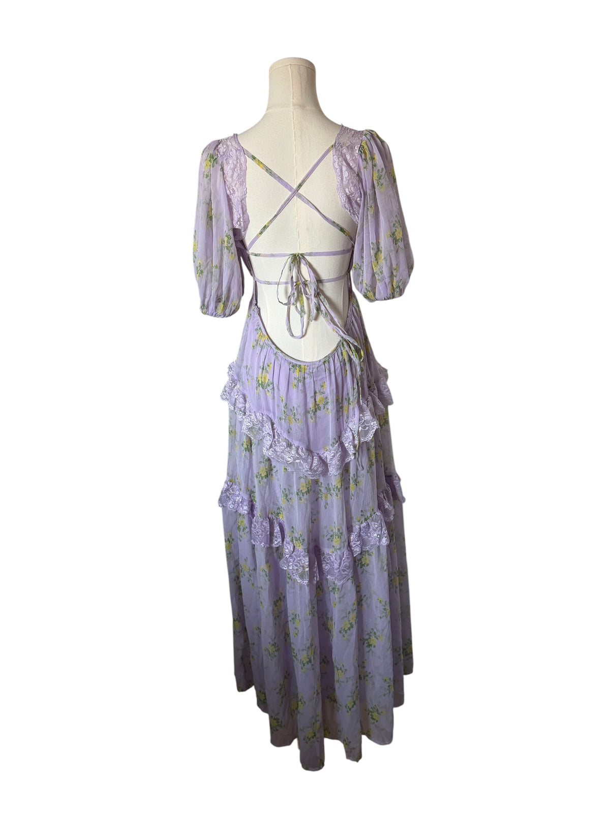 ASOS Design open-back midi tea dress in a lilac ditsy floral print