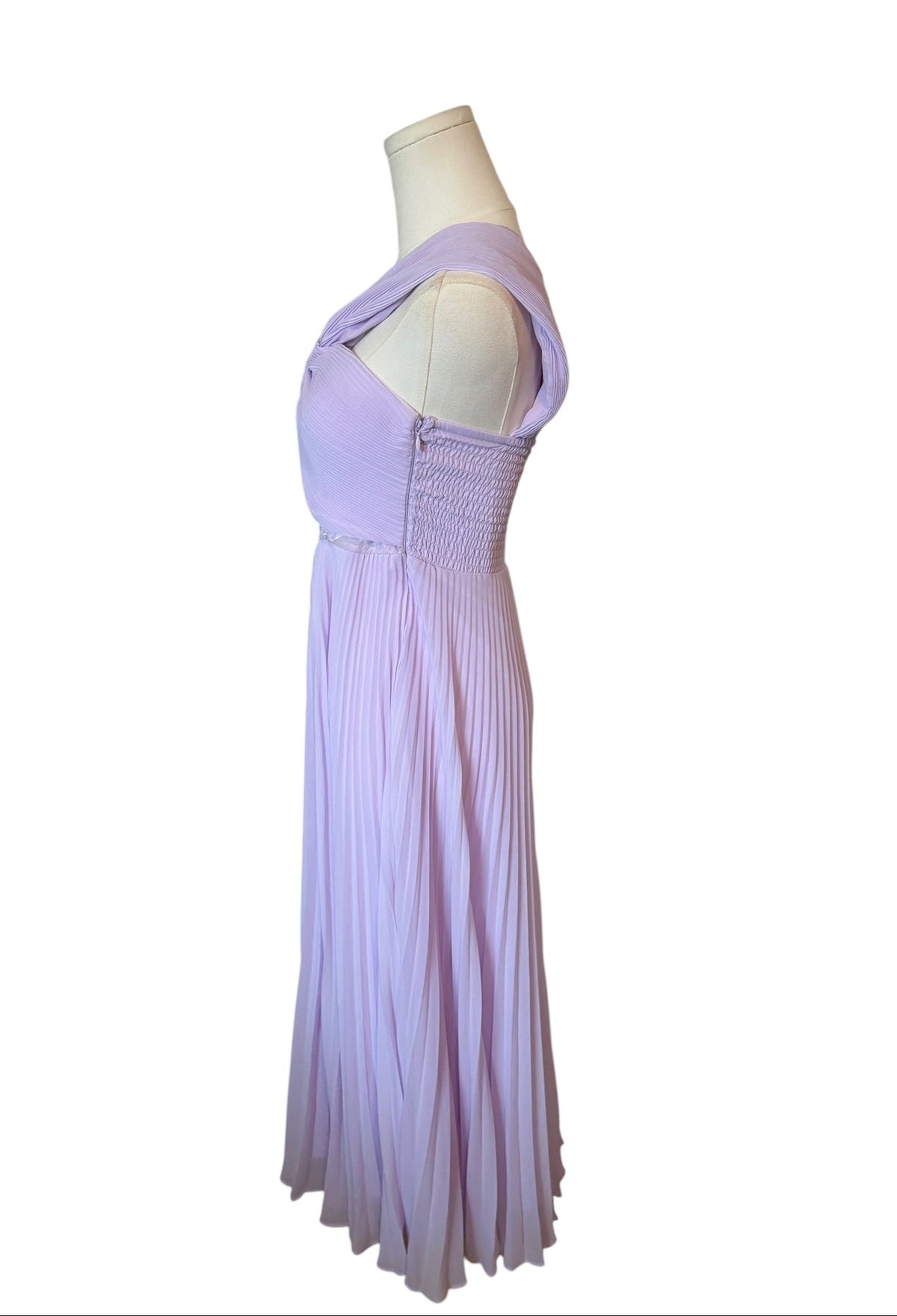 Vineet Bahl Pleated Lace Midi Dress in lilac