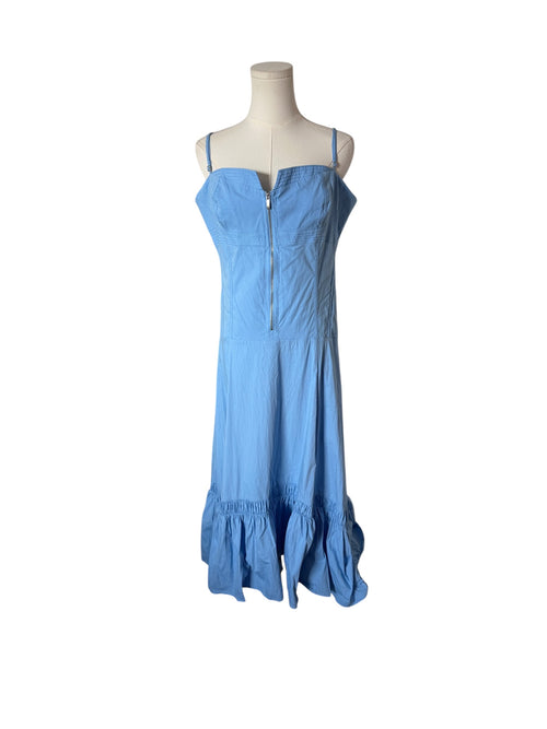 Anthropologie Zip-Front Ruffle-Hem Midi Dress