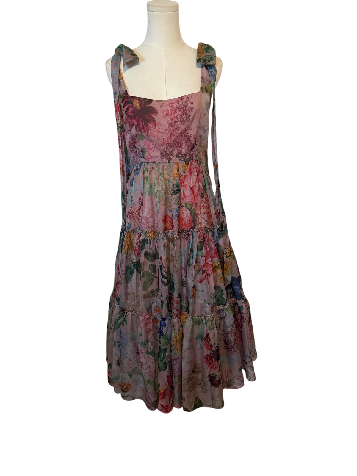 BHLDN Isabella Tiered Square-Neck A-Line Midi Dress by Anthropologie