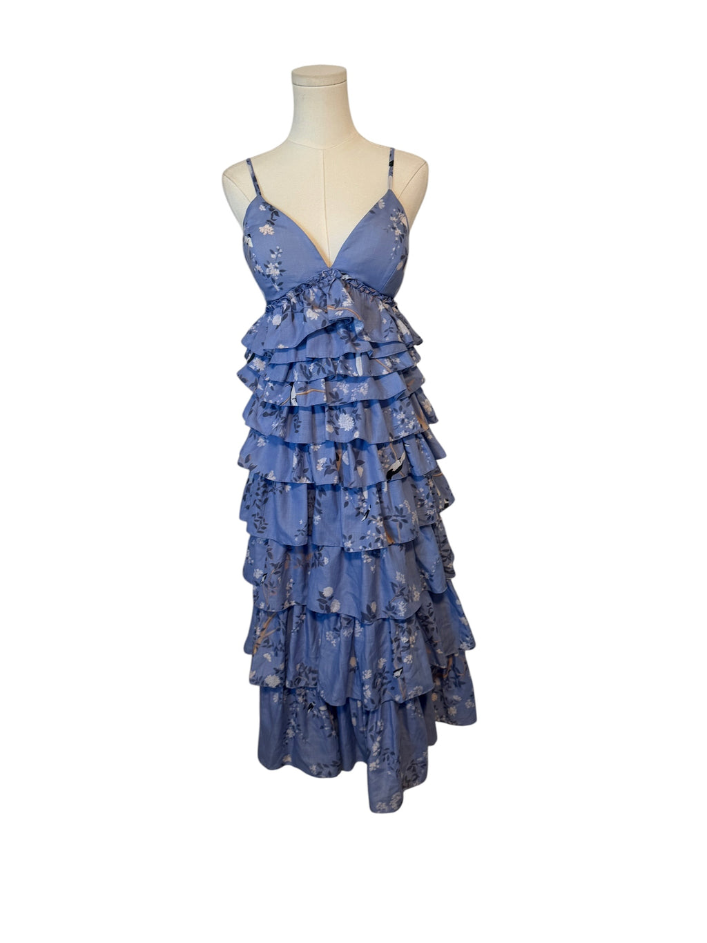 Geisha Designs Sleeveless Floral Tiered Midi Dress in lavender