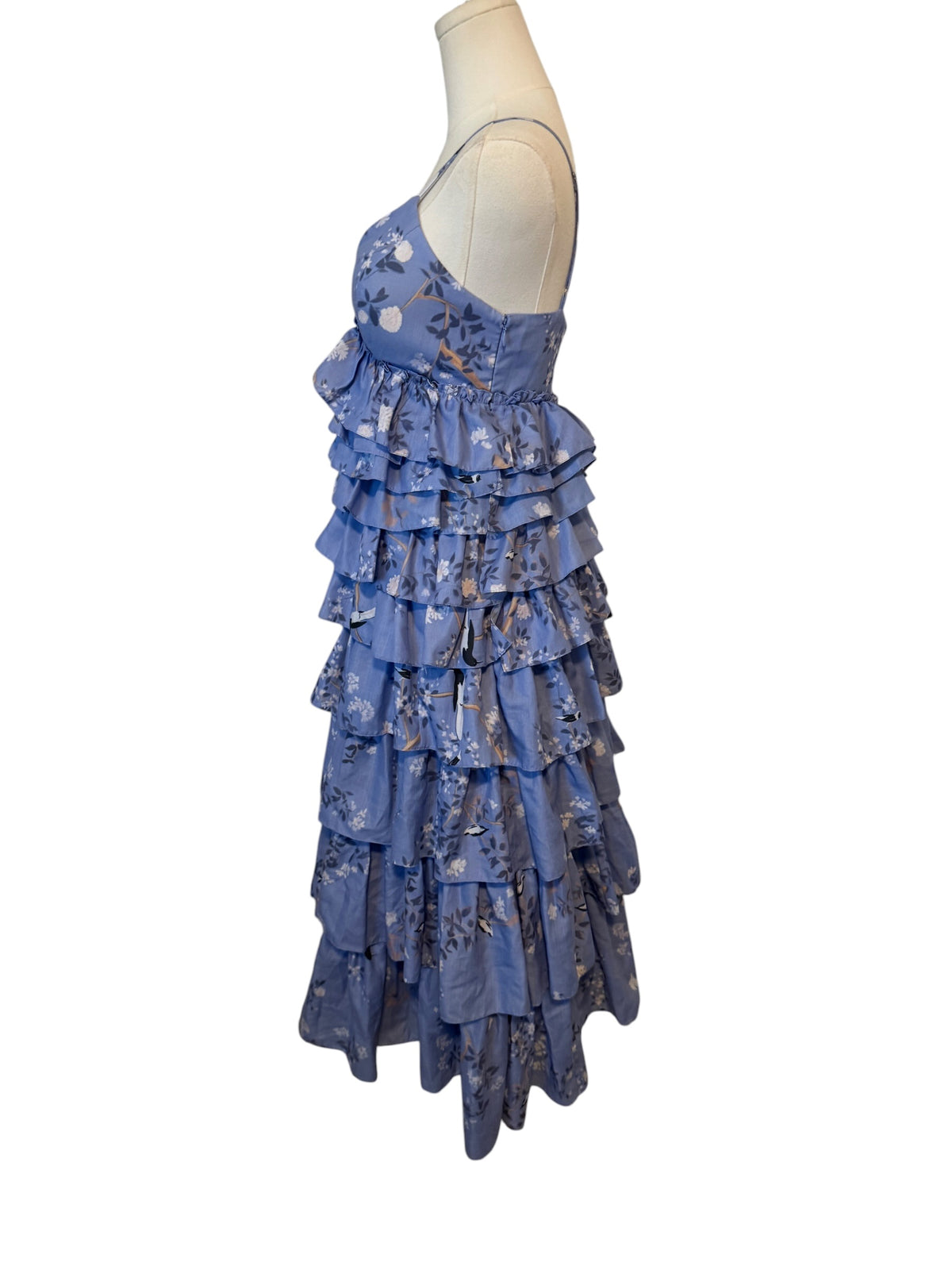 Geisha Designs Sleeveless Floral Tiered Midi Dress in lavender