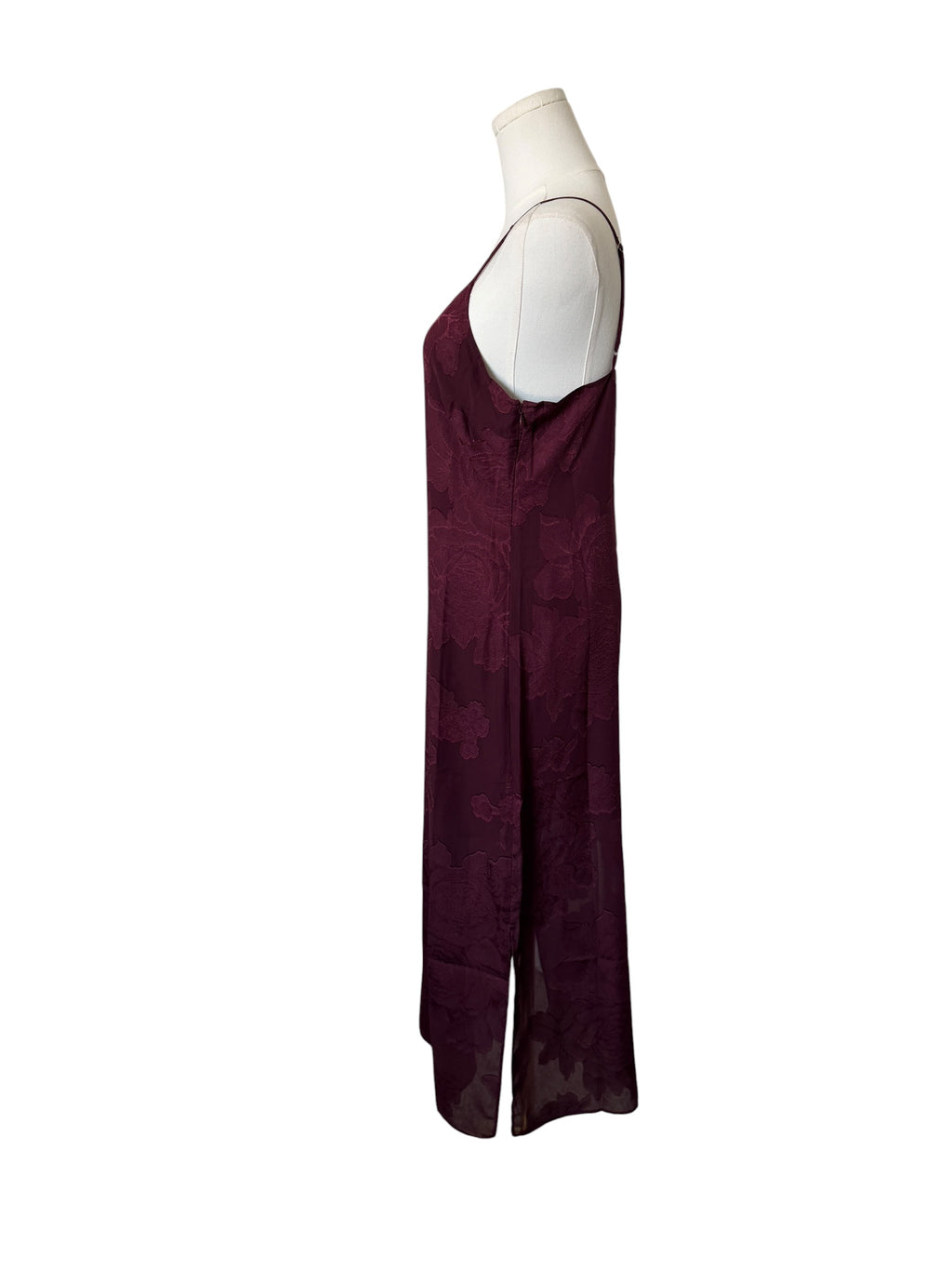 Leith Jacquard Burgundy Slip Dress