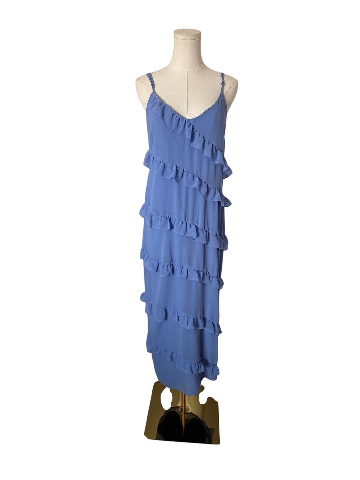 Maternity Nelliah Dress Light Blue Ruffle Slip Midi Dress