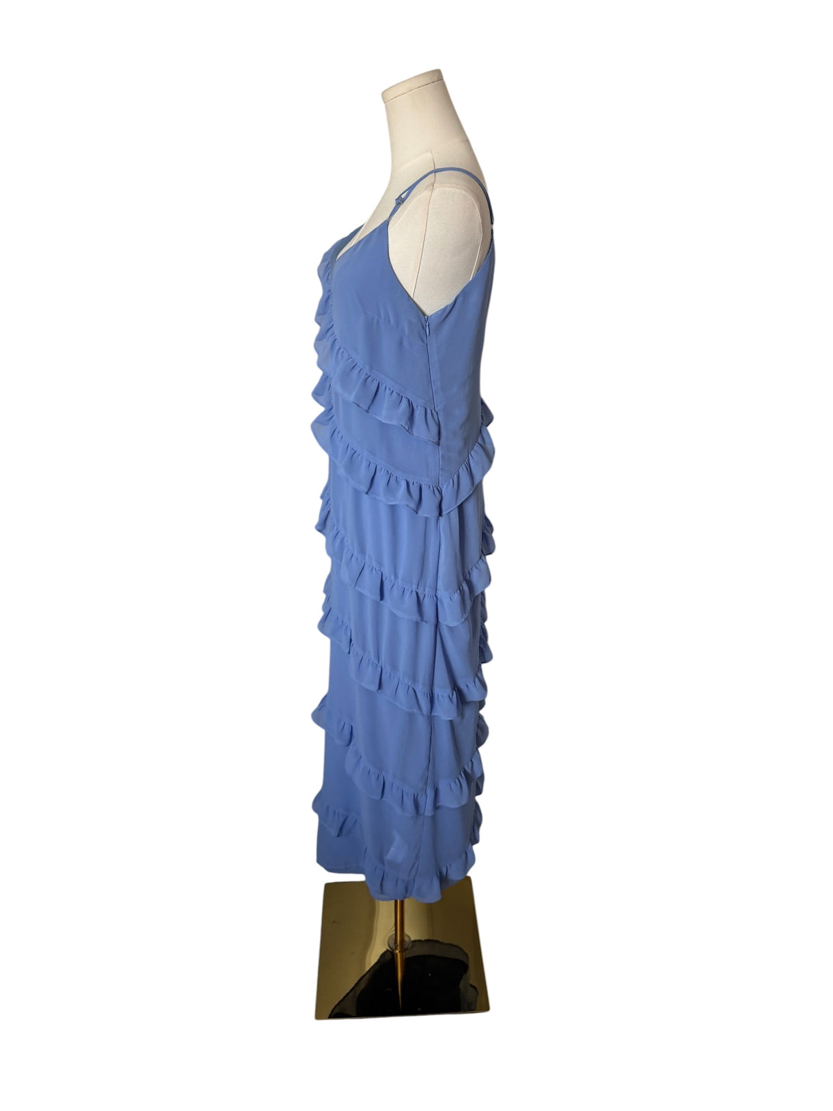 Maternity Nelliah Dress Light Blue Ruffle Slip Midi Dress