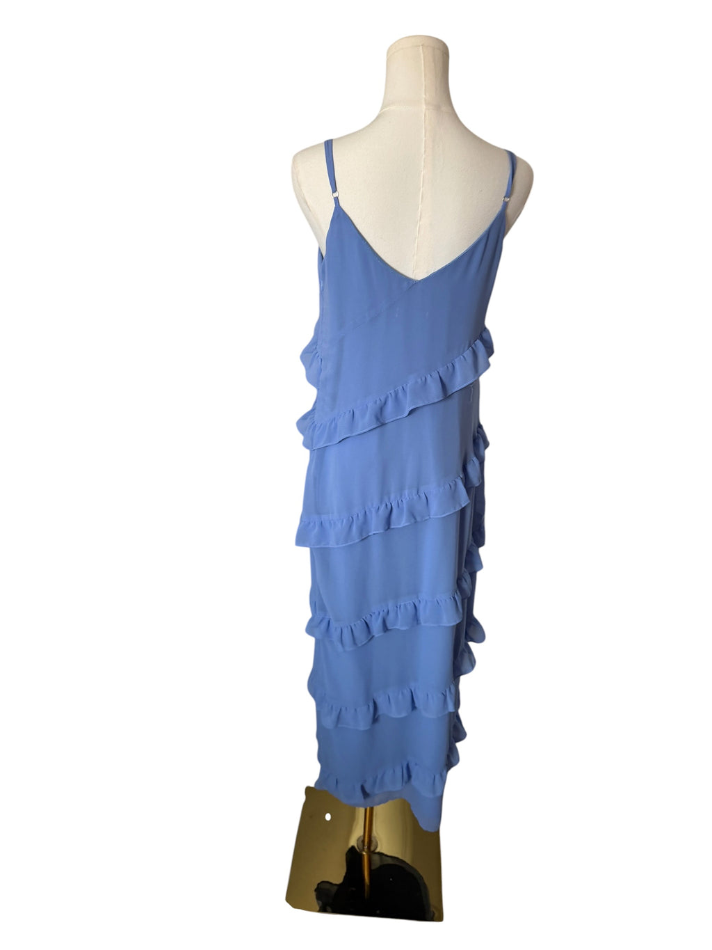 Maternity Nelliah Dress Light Blue Ruffle Slip Midi Dress