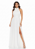 Mac Duggal Rosette Halter Chiffon Gown