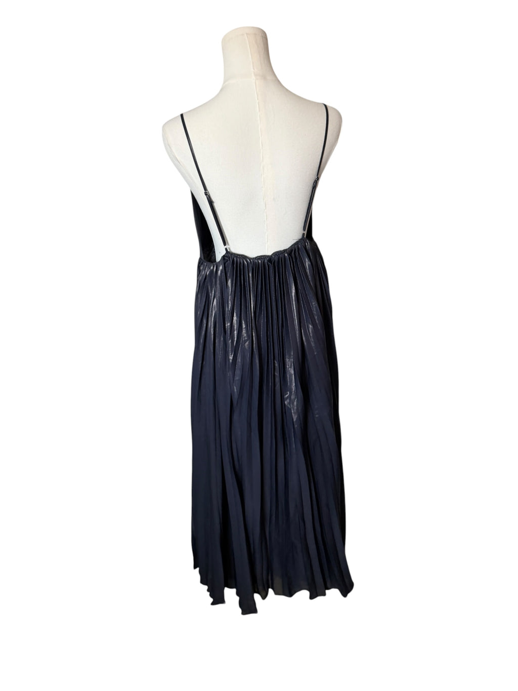BHLDN Alessia Sleeveless V-Neck Pleated Crepe Midi Dress