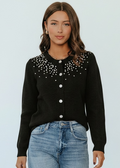 POL Clothing Sparkle Season Embellished Knit Cardigan