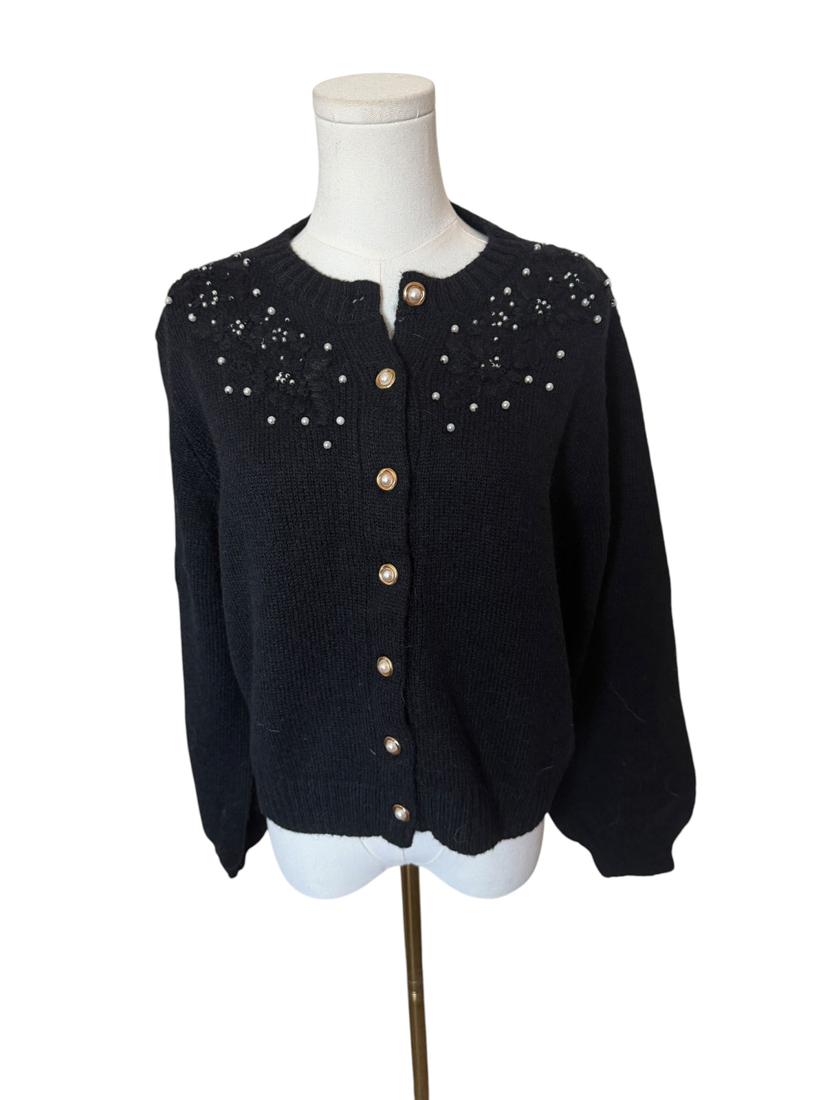 POL Clothing Sparkle Season Embellished Knit Cardigan