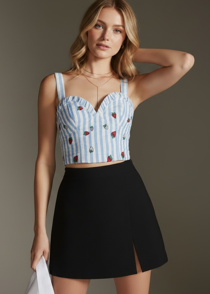 Maeve Striped Embroidered Cami – Anthropologie | Size 0