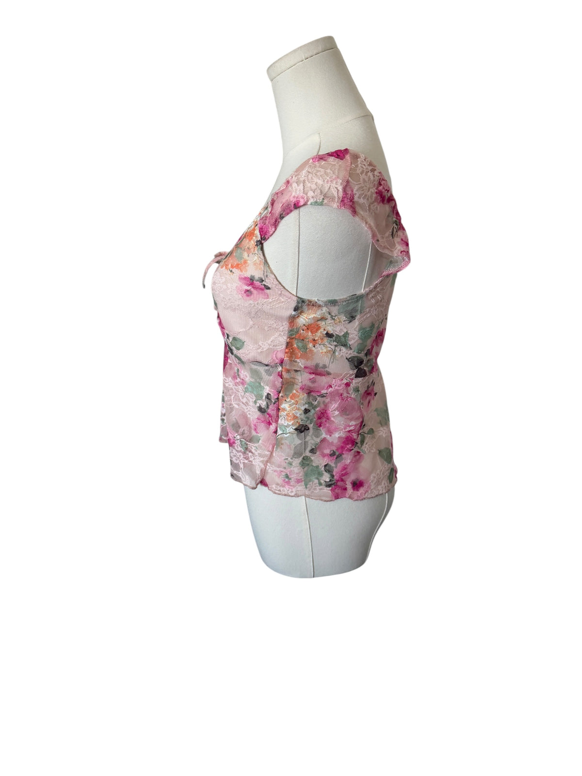 Rebellious Dreamer Pink Floral Mesh Tank Top