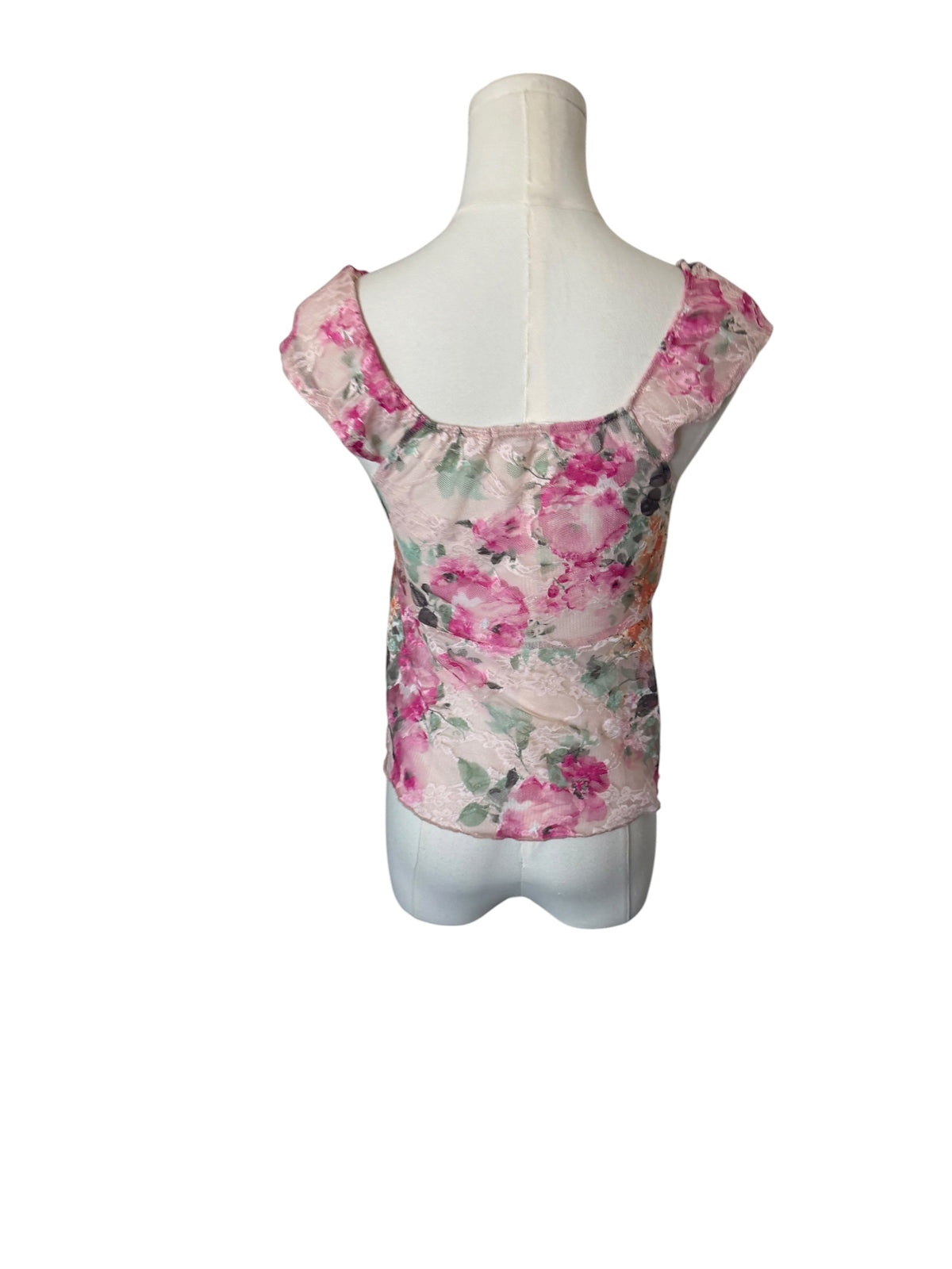 Rebellious Dreamer Pink Floral Mesh Tank Top