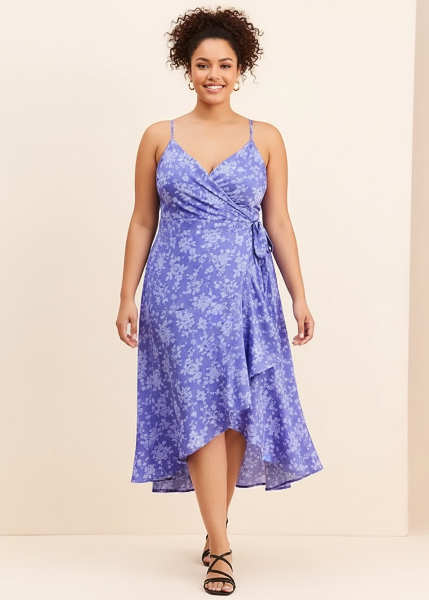 en elly Floral Ruffled Wrap Dress