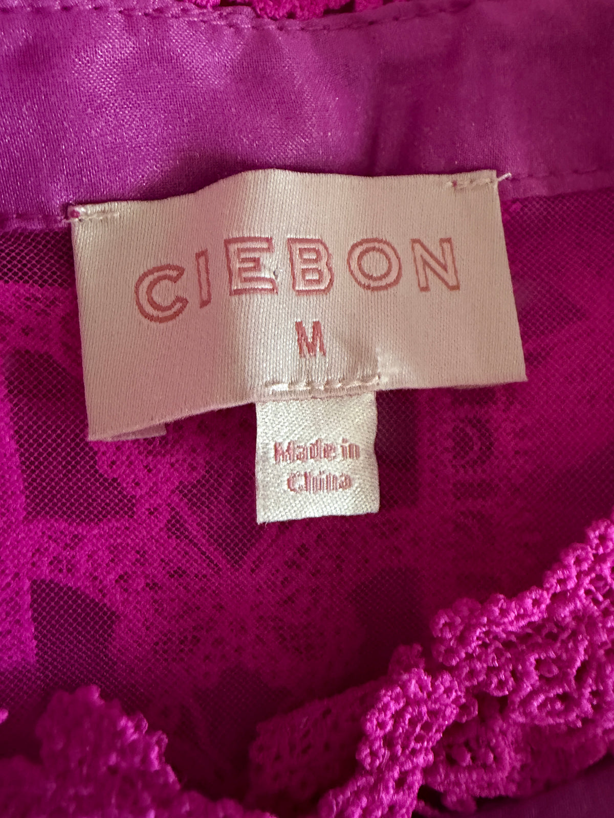 CIEBON Cara Butterfly Lace Shift Dress in fuchsia