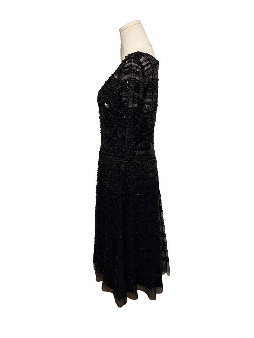 Johnny Was Beaded Mesh A-Line Dress Black