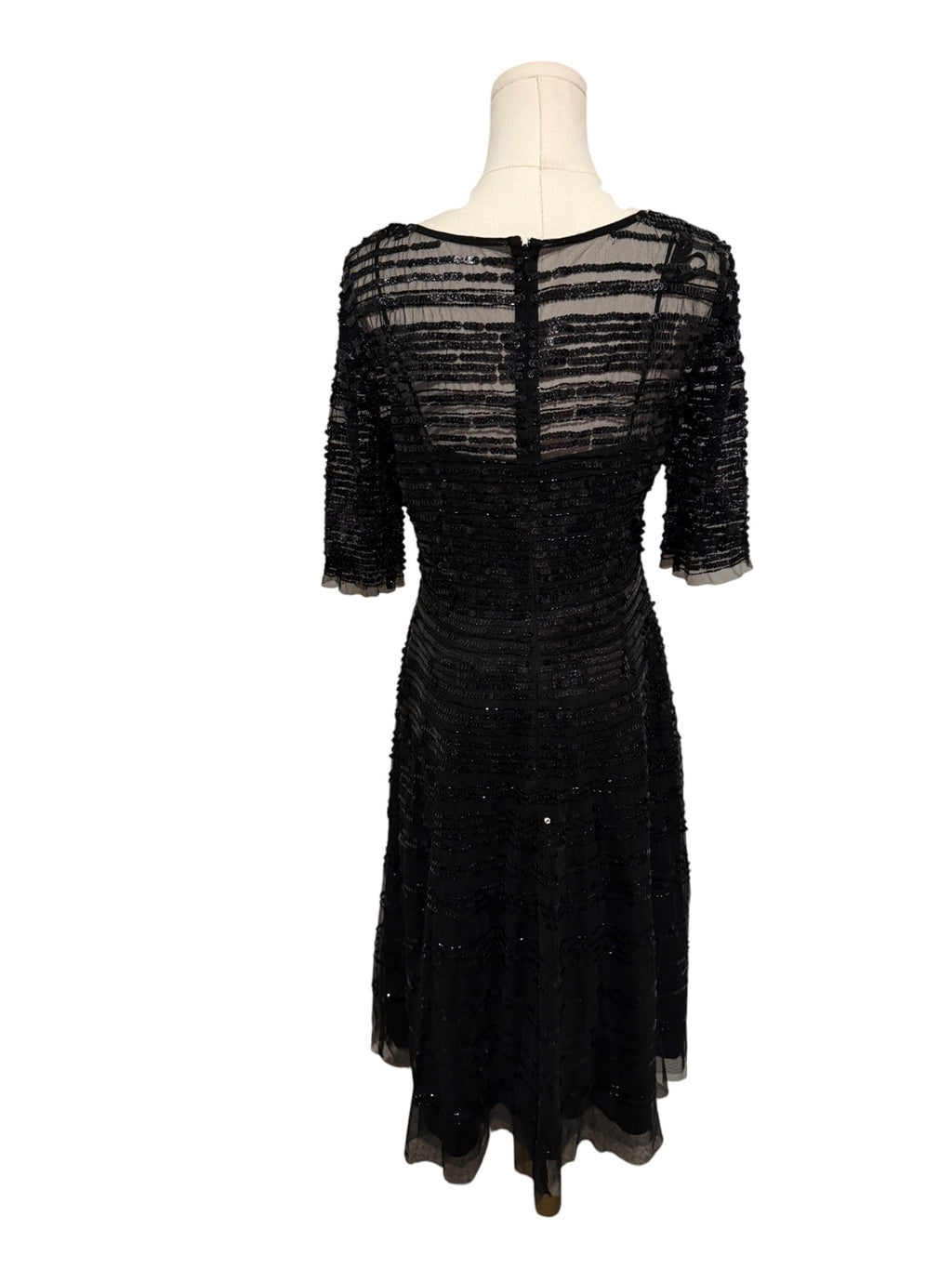 Johnny Was Beaded Mesh A-Line Dress Black