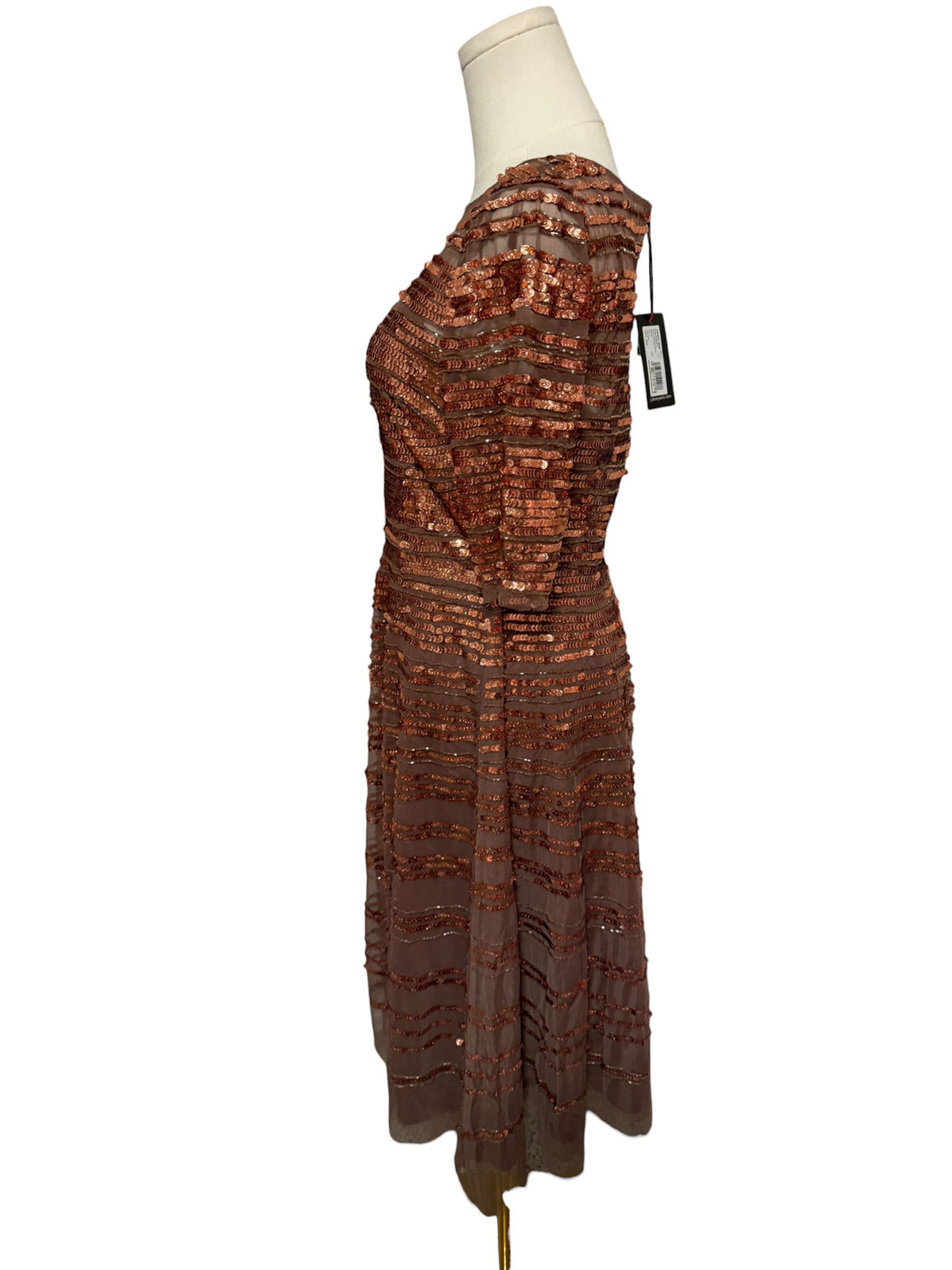Johnny Was Sepia Beaded Mesh Dress