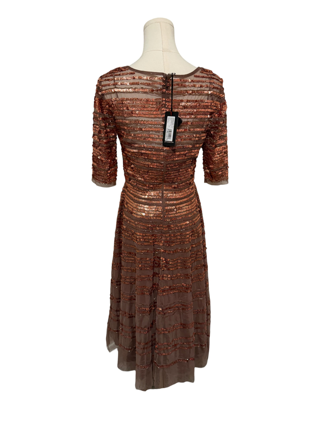Johnny Was Sepia Beaded Mesh Dress