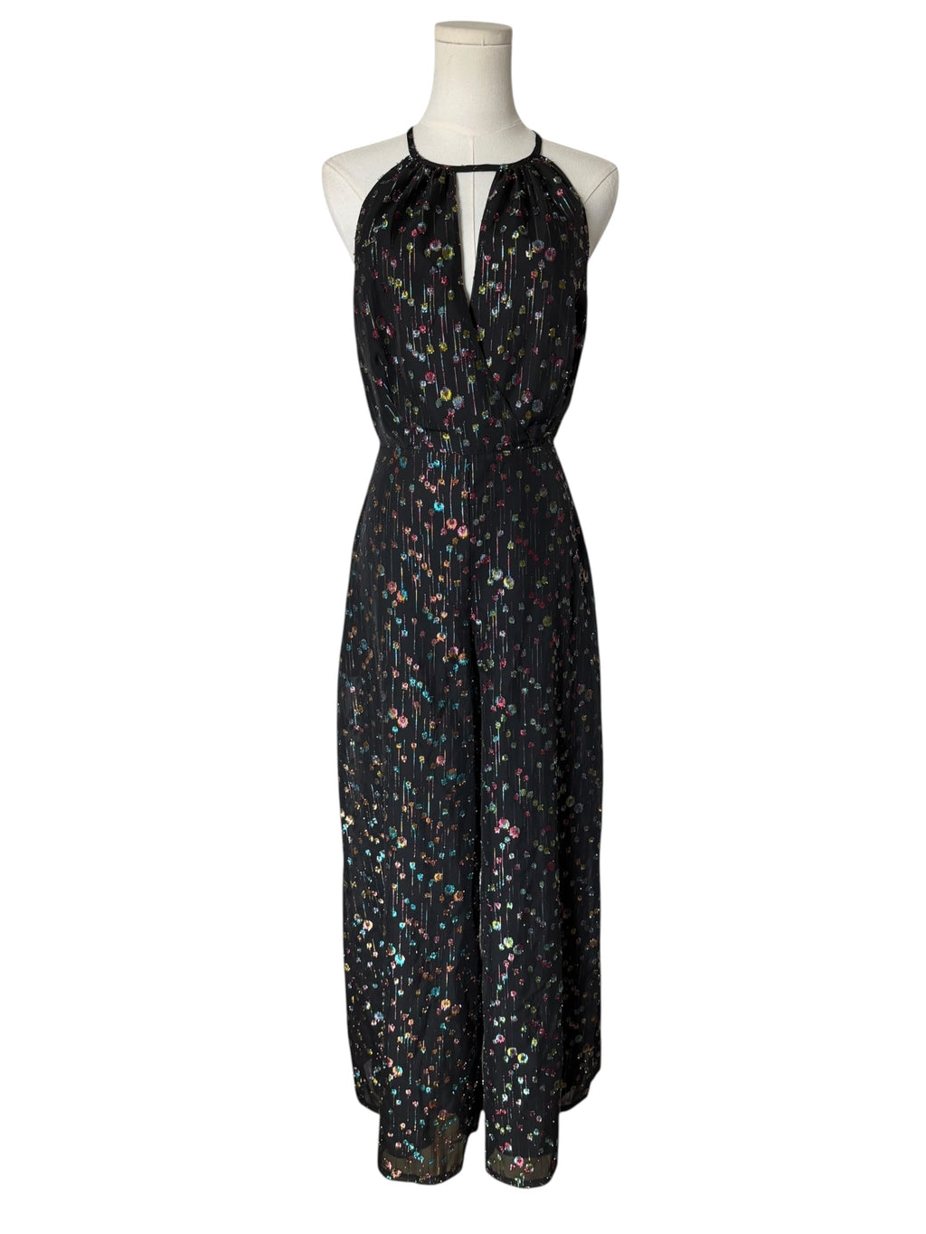 Eva Franco Edita Halter Metallic Clip Dot Jumpsuit