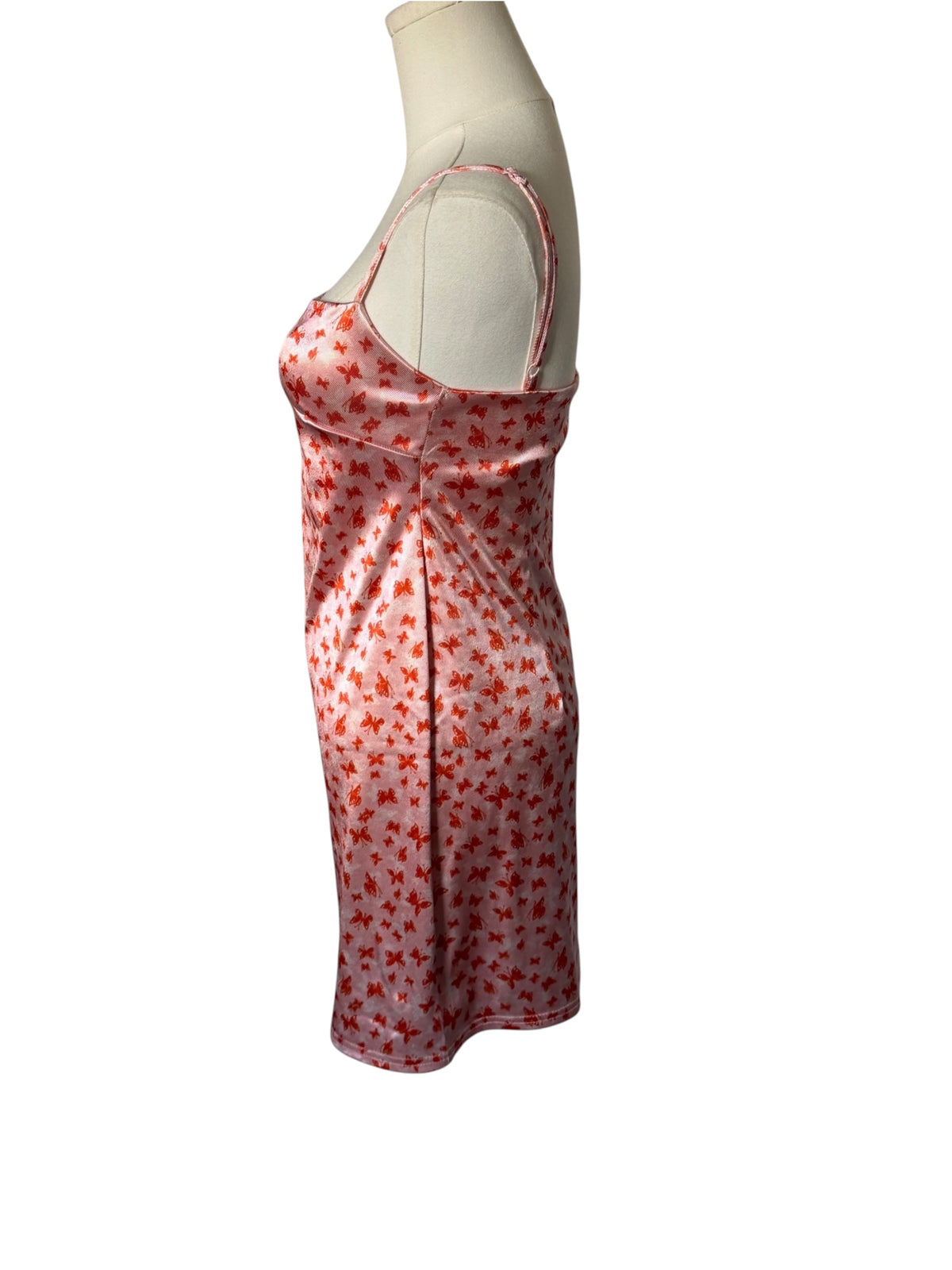Urban Outfitters Pink Butterfly Satin Mini Slip Dress