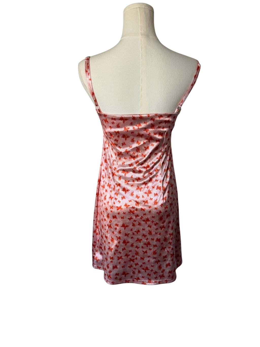 Urban Outfitters Pink Butterfly Satin Mini Slip Dress