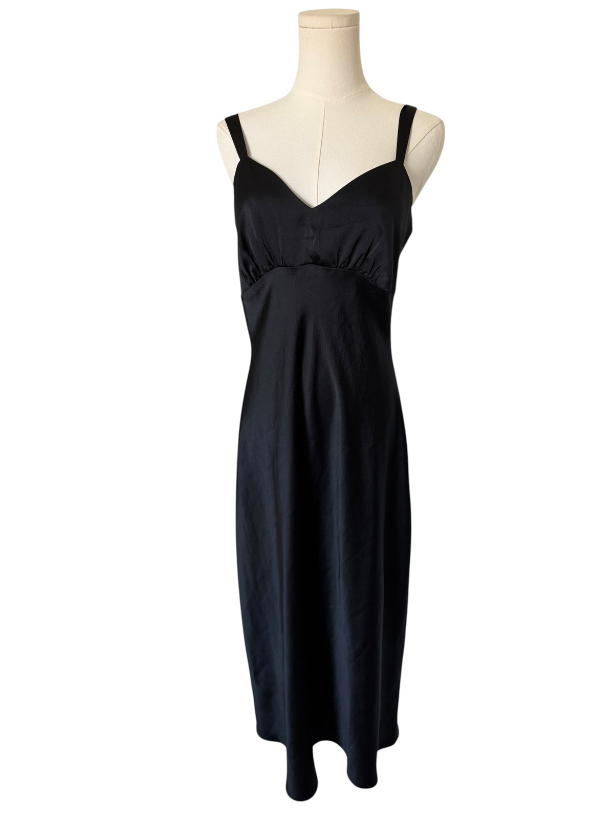 Sofia Womens Carly A-Line Midi Black Slip Dress
