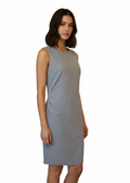 Milly Light Blue/Grey Sleeveless Side Ruched Dress